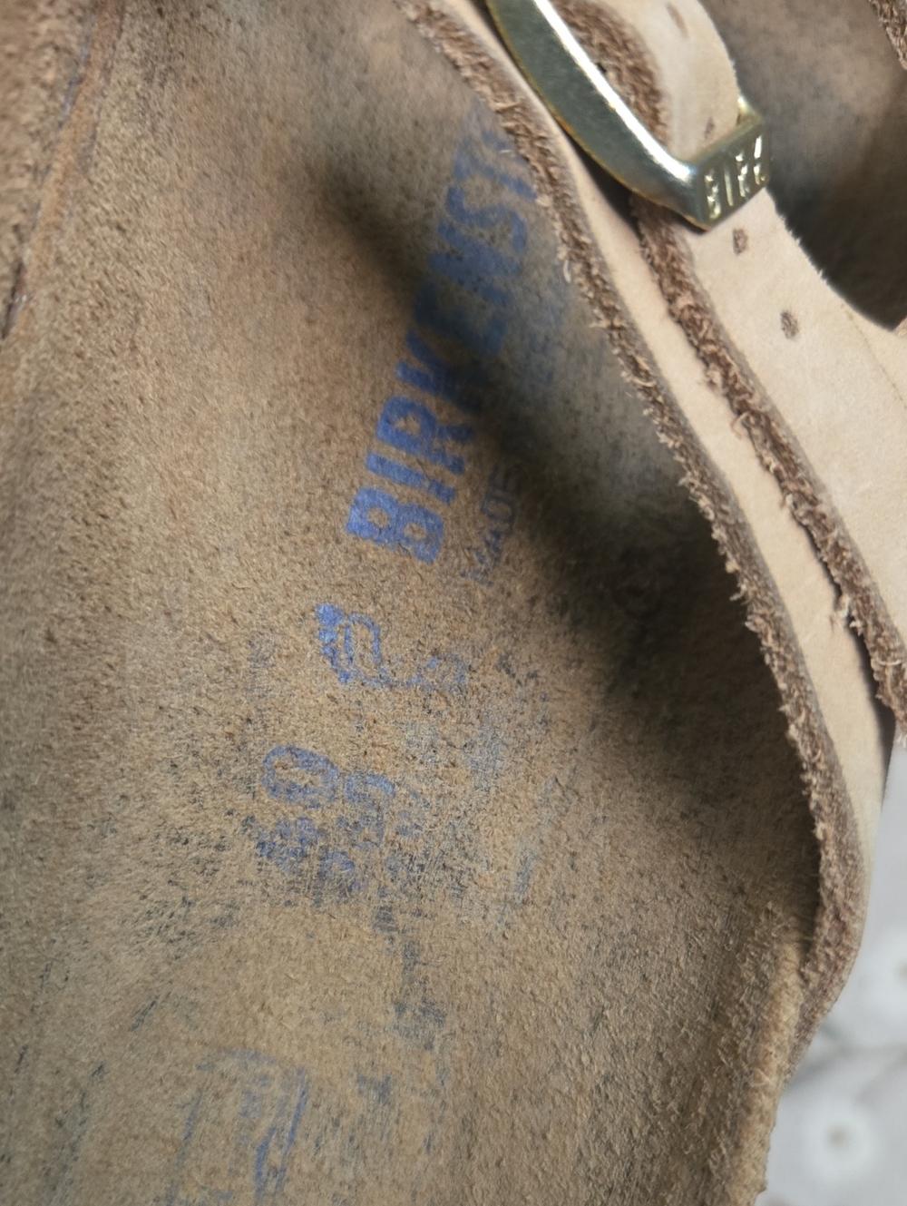 Birkenstock Florida Triple Strap Tan Sandcastle Nubuck Leather Size 40 9 - Picture 4 of 8